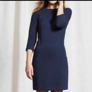 Boden Blue Sheath Dress 3/4 Sleeve Bateau Neckline